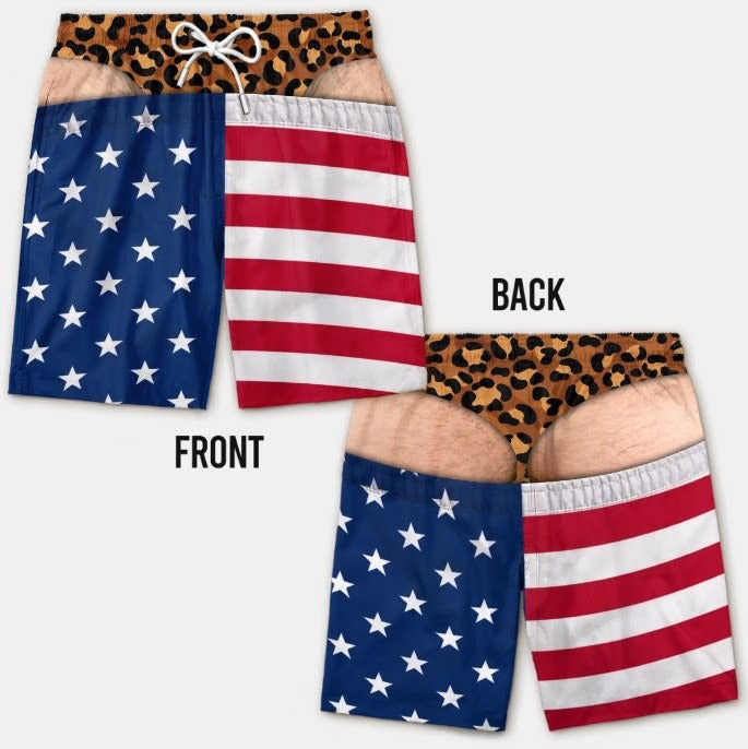 Men's Prank Beach Shorts Bundle – Patriotic Flag & Novelty Prints | S–4XL