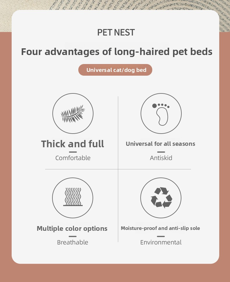 Long Plush Pet Bed Mat for Dogs & Cats – Warm, Washable, Non-Slip Winter Comfort