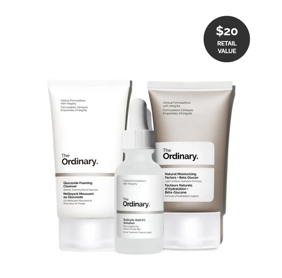 The Acne Set, 3-Step Skin Regimen with Glucoside Foaming Cleanser