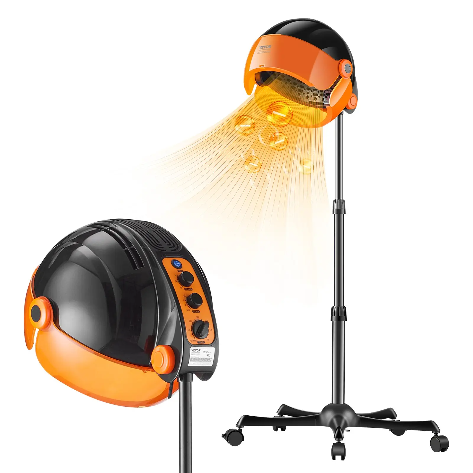 1Pcs onic Hood Dryer, 1875W Pro Bonnet Hair Dryer, Timer, 3 Temperature Levels Adjustable Speed, Mobile Floor Stand with Wheels for Salon Home Spa