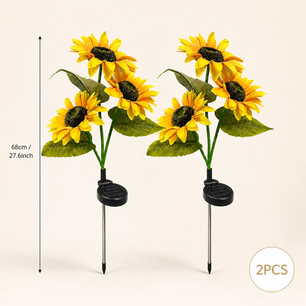 Solar Sunflower Garden Stake Lights | 2026 Upgraded | 2/4/6 Pack | IP65 Waterproof | Realistic Outdoor Decor