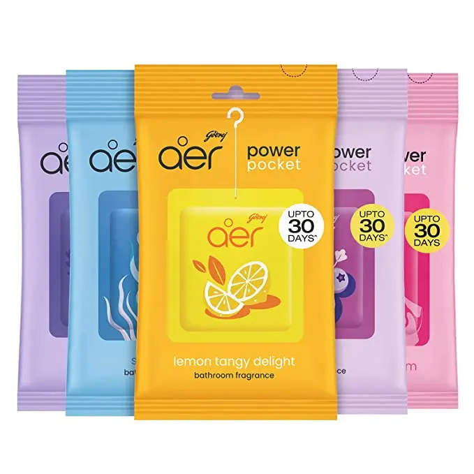 Godrej Aer Power Pocket Hanging Air Freshener – 5 Scents, Up to 30-Day Long-Lasting Fragrance