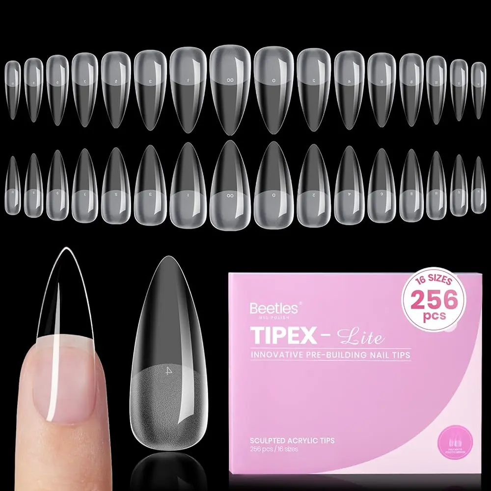 Beetles Tipex Lite Nail Extension Tips – 16 Sizes, Multiple Shapes