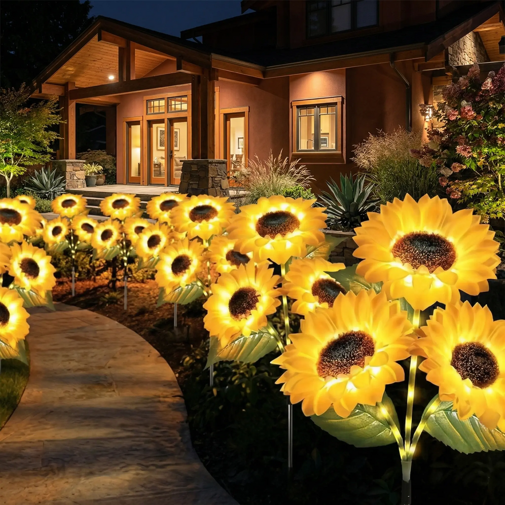 Solar Sunflower Garden Stake Lights | 2026 Upgraded | 2/4/6 Pack | IP65 Waterproof | Realistic Outdoor Decor