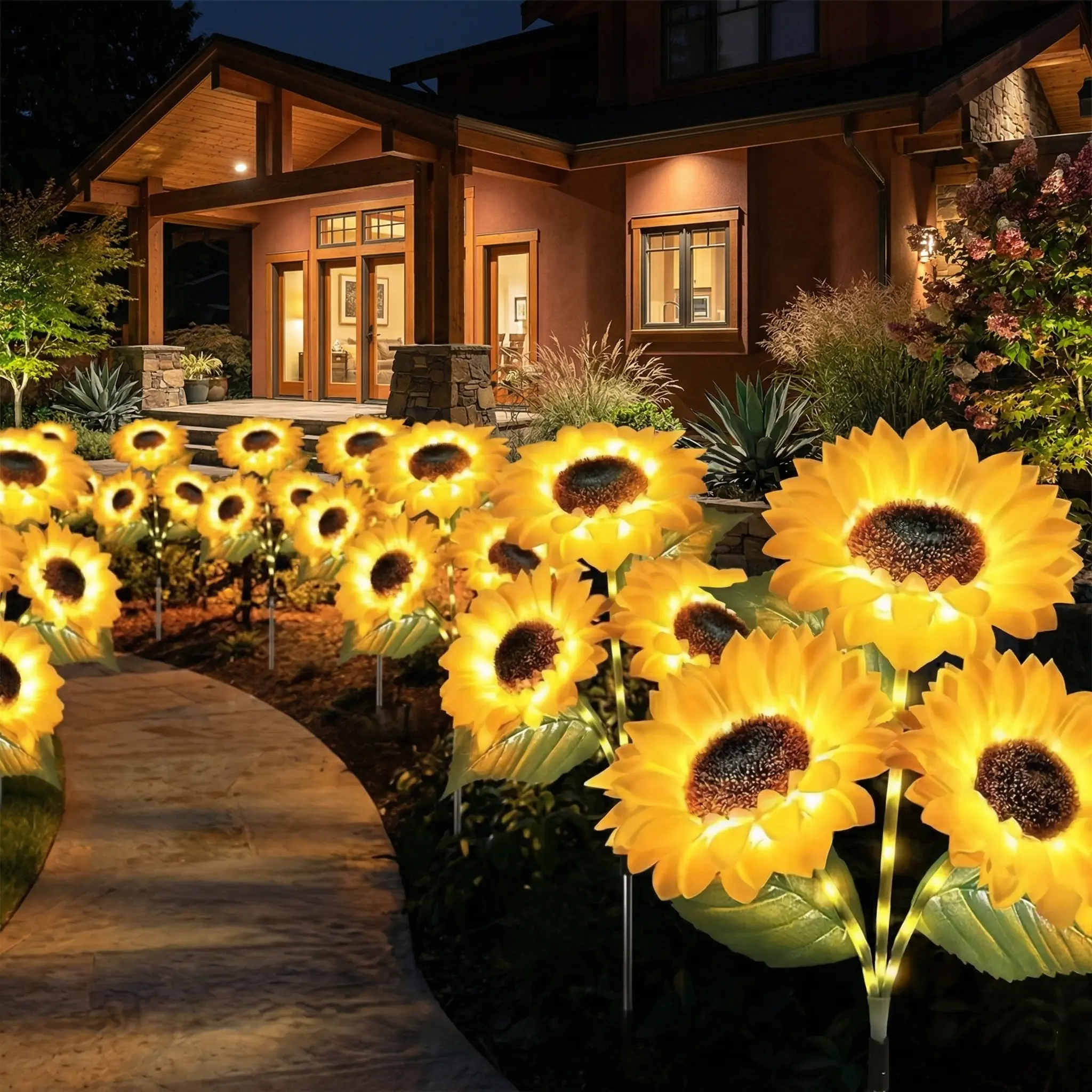 Solar Sunflower Garden Stake Lights | 2026 Upgraded | 2/4/6 Pack | IP65 Waterproof | Realistic Outdoor Decor