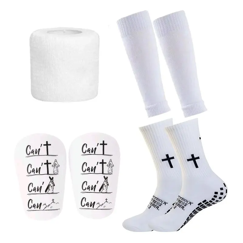 Men's Anti-Slip Soccer Socks & Shin Guard Set