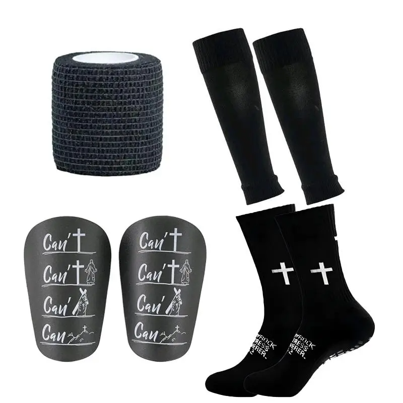 Men's Anti-Slip Soccer Socks & Shin Guard Set