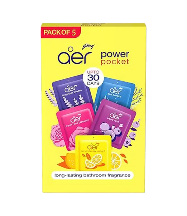 Godrej Aer Power Pocket Hanging Air Freshener – 5 Scents, Up to 30-Day Long-Lasting Fragrance