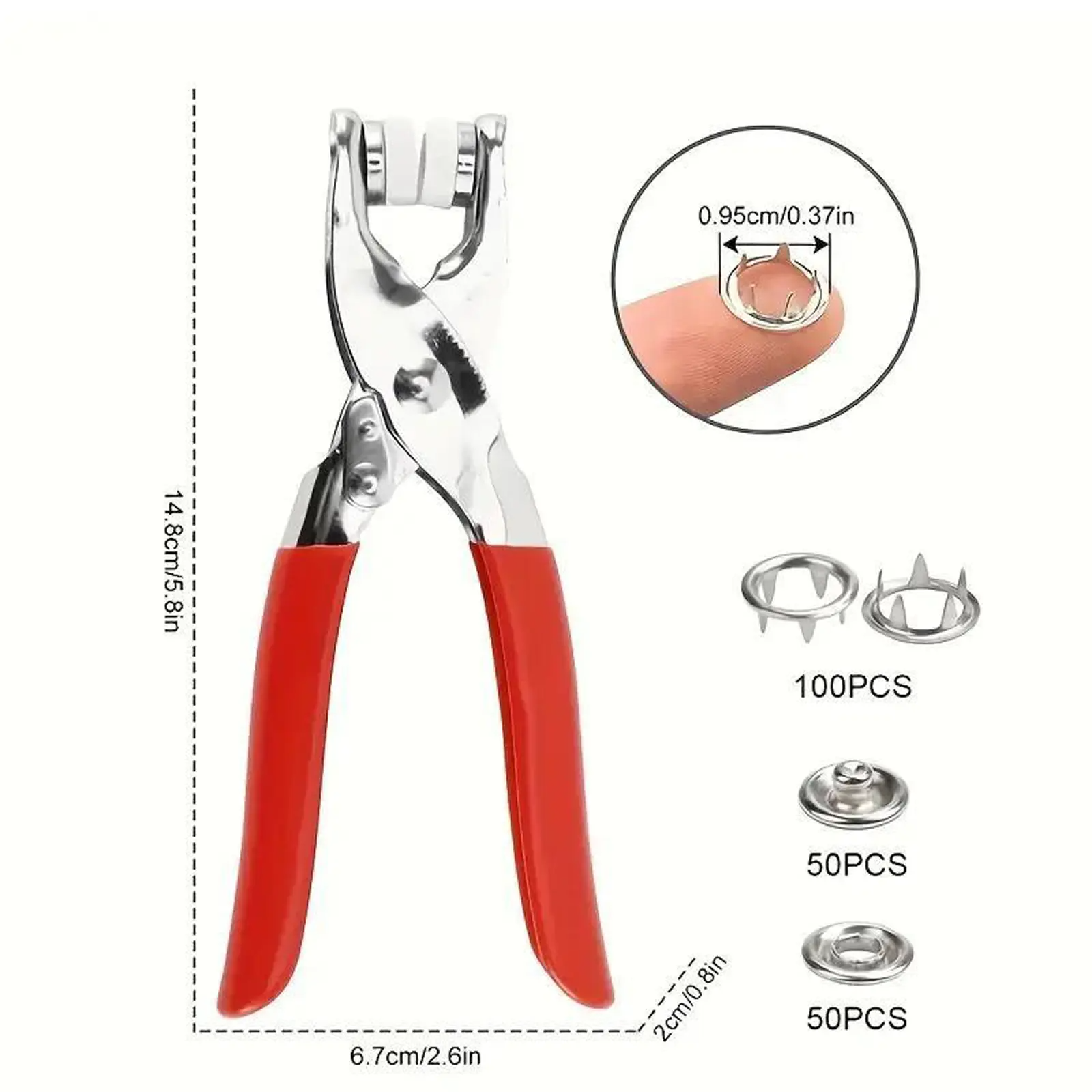 100Pcs Metal Snap Button Kit with Pliers | Stainless Steel Press Studs | DIY Sewing & Garment Repair