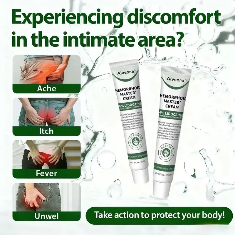 Alveora 3 Hemorrhoid Gel – Cooling Relief for Pain, Itch & Inflammation with Carthamus Seed & Scutellaria Extract