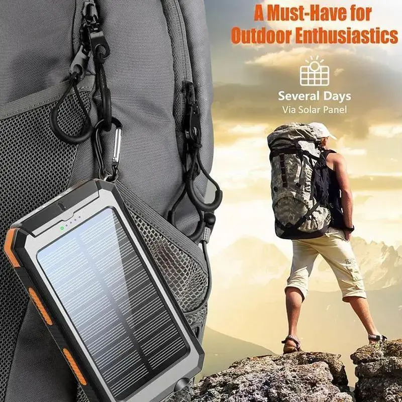 10000mAh Solar Power Bank – Dual USB Fast Charging for Outdoor Adventures