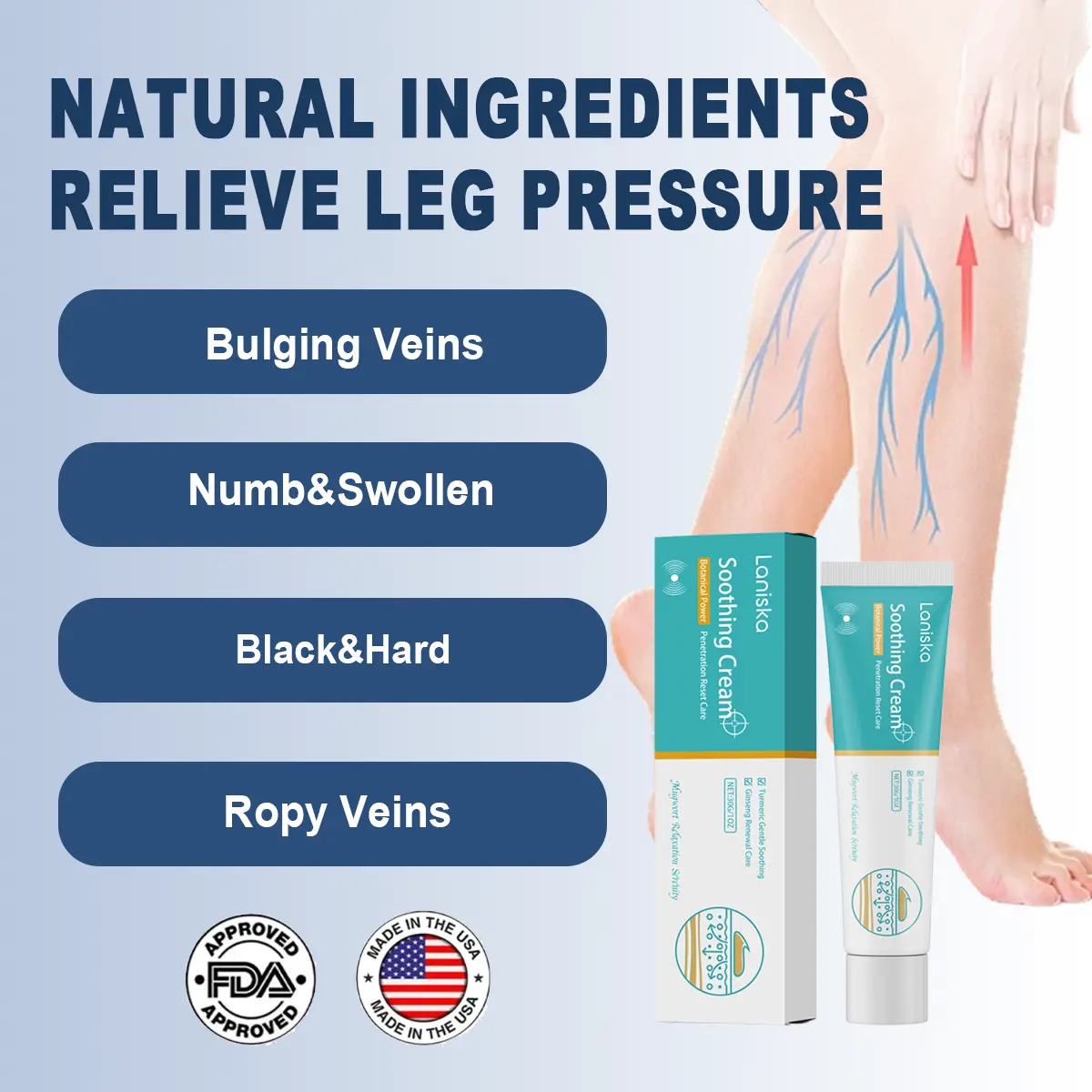 Leg Relief Herbal Cream 30g | Turmeric, Ginseng & Mugwort | Soothing Daily Leg Care | 2/3/5 Pack