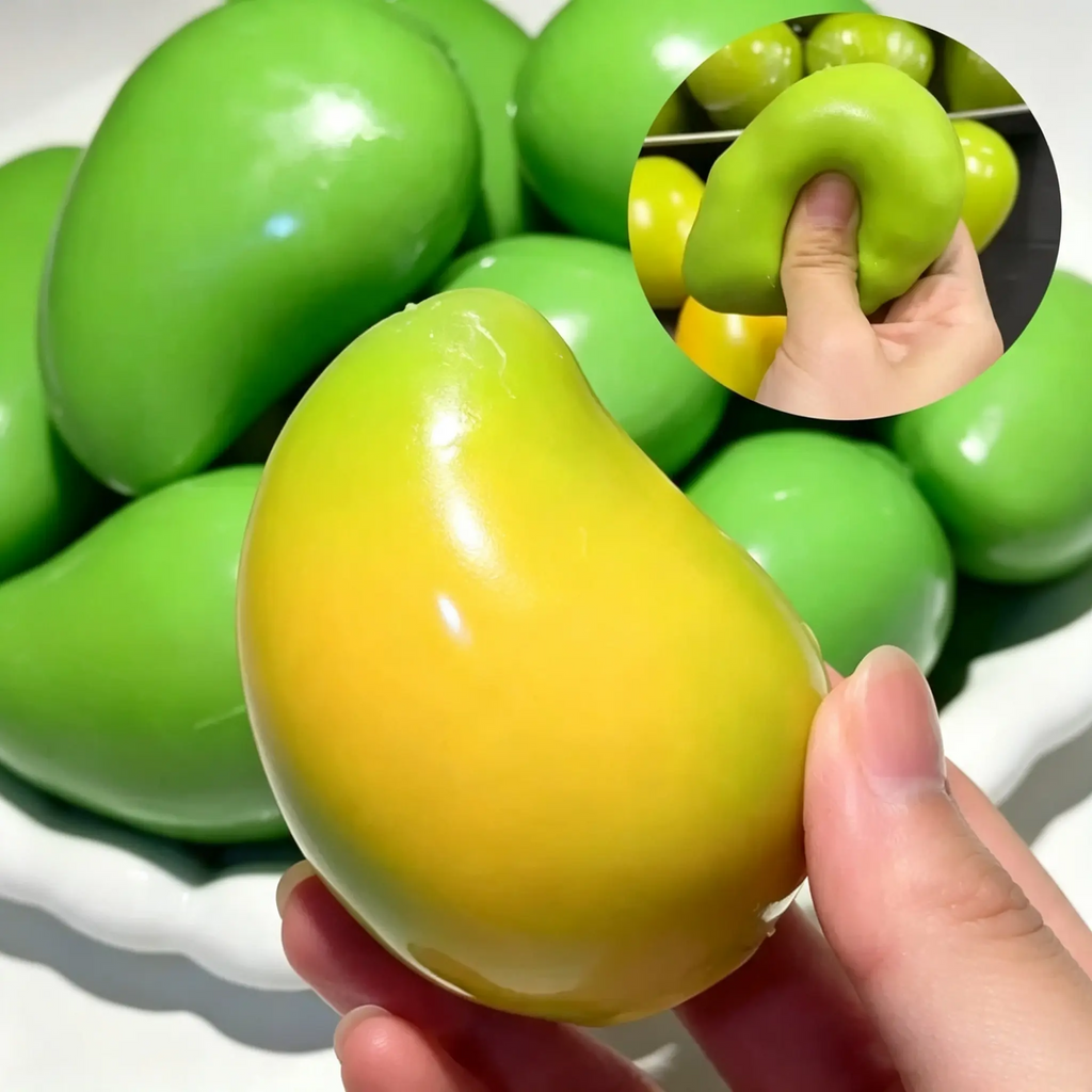 Color Changing Mango Squishy – Crunchy ASMR Stress Ball & Fidget Toy