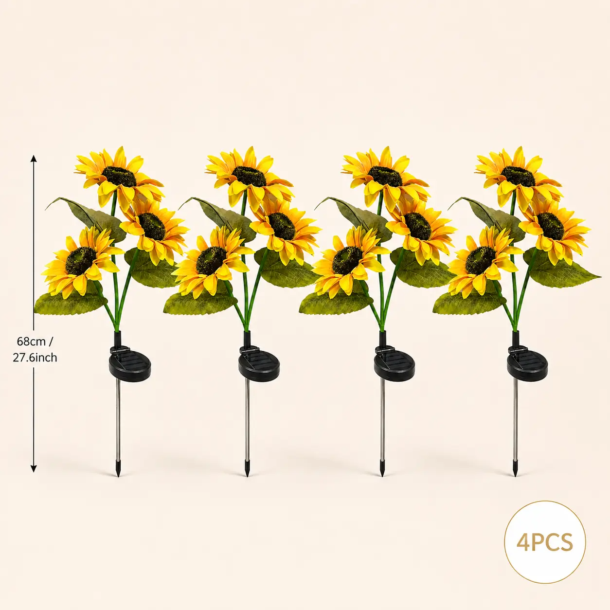 Solar Sunflower Garden Stake Lights | 2026 Upgraded | 2/4/6 Pack | IP65 Waterproof | Realistic Outdoor Decor