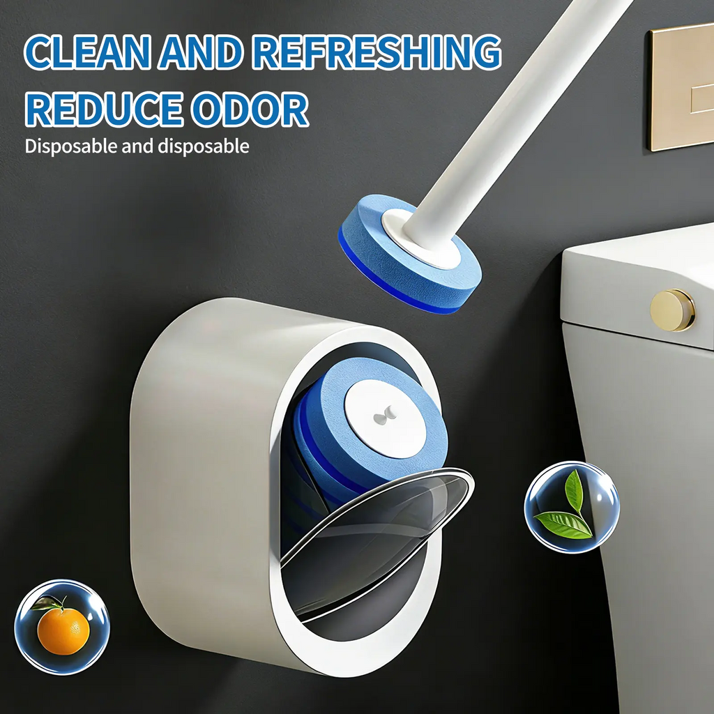 SOPAMI Disposable Toilet Brush Kit – No-Touch Rotating Cleaner with Refill Heads & Holder