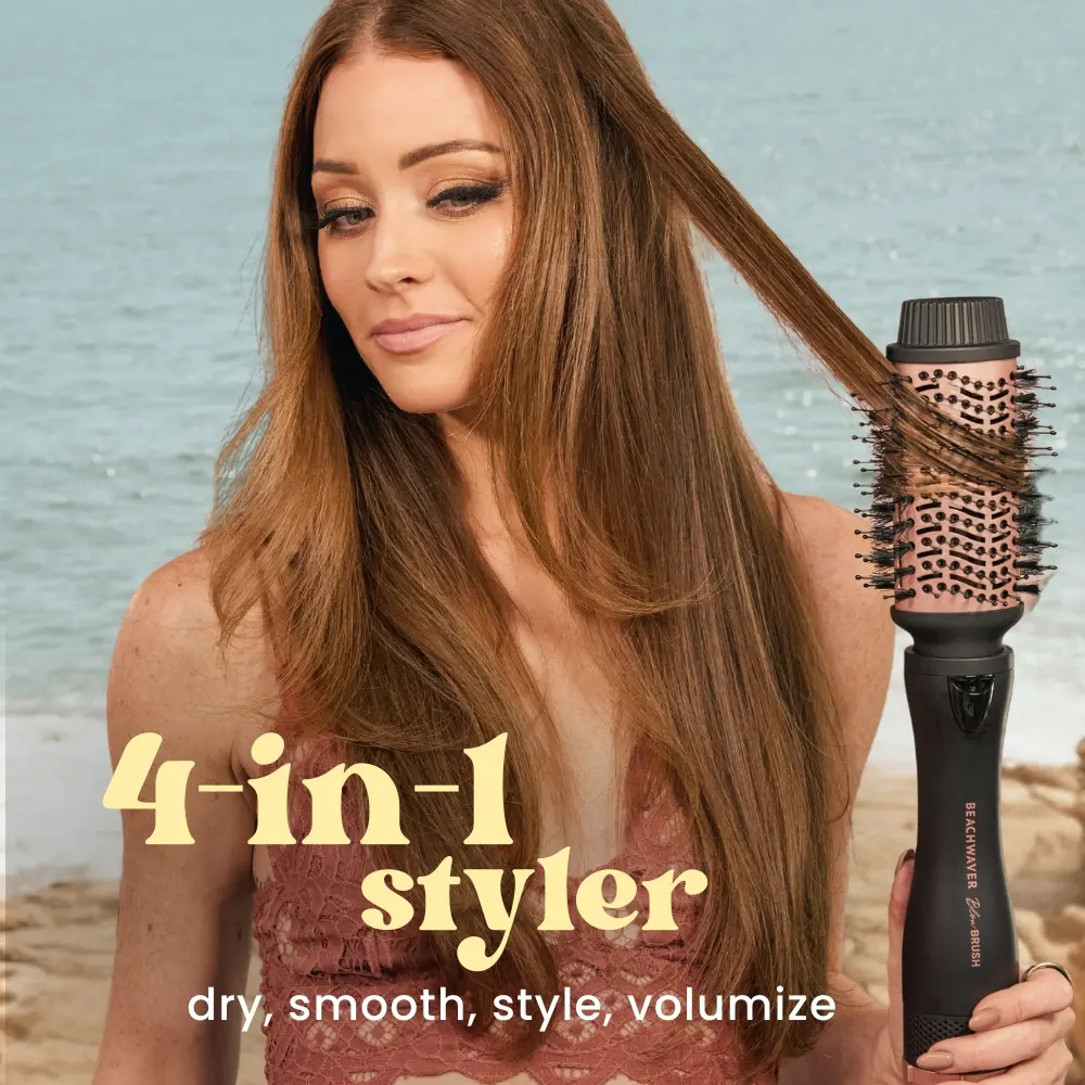 1Set 4-in-1 Hair Dryer & Styler with Diffuser, Round Brush & Smoothing Brush for Easy DIY Blowouts