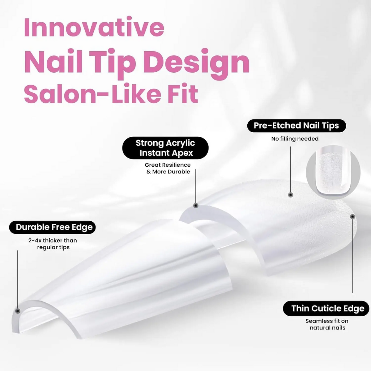 Beetles Tipex Lite Nail Extension Tips – 16 Sizes, Multiple Shapes
