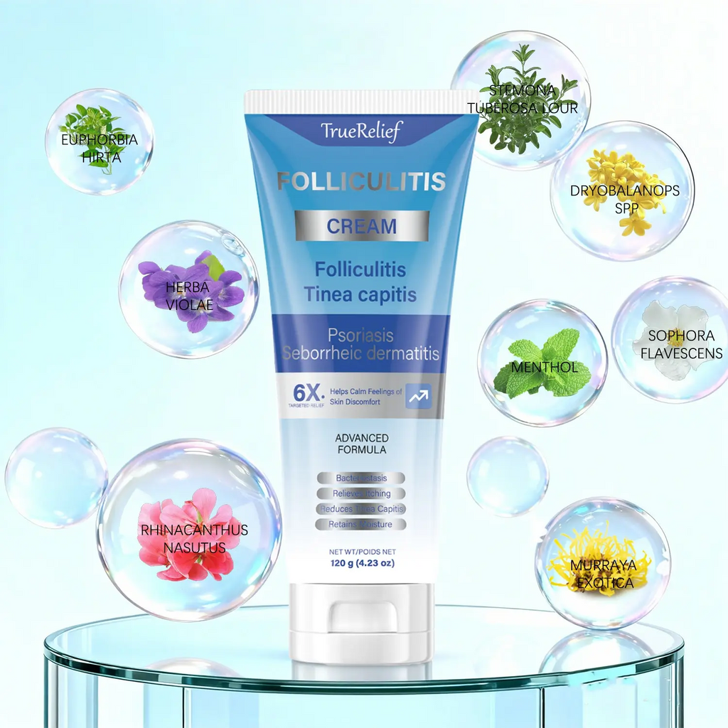 TrueRelief Folliculitis Care Cream 120g – Botanical Soothing Moisturizer for Bumps, Rough Skin & Irritation on Face, Scalp & Body