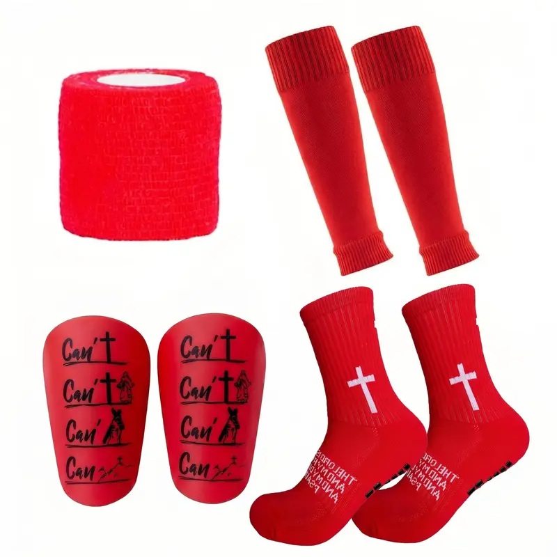 Men's Anti-Slip Soccer Socks & Shin Guard Set
