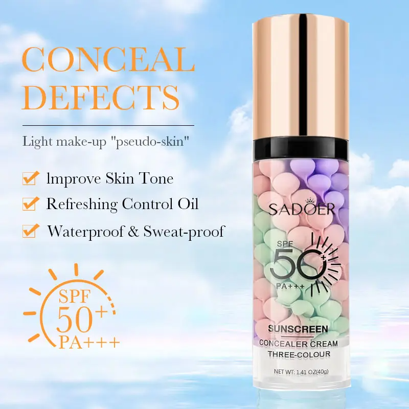 3-in-1 Color Correcting Facial Serum, Moisturizing Primer, , SPF 50 PA+++, Brightening Primer for Even Skin Tone
