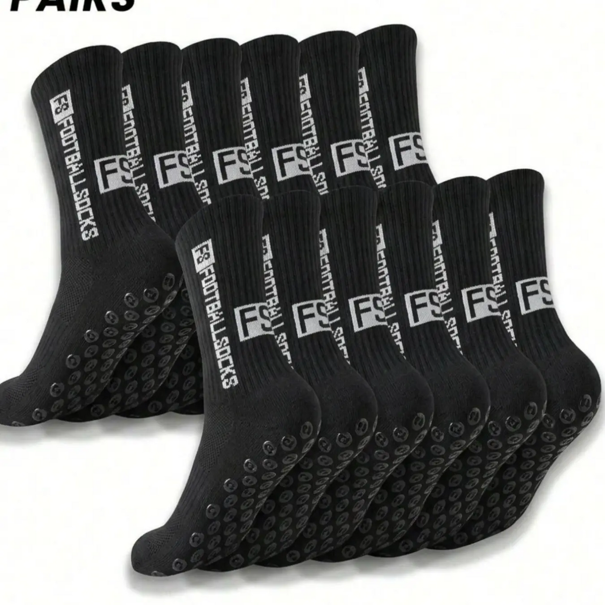 Men's Anti-Slip Soccer Socks – Silicone Grip, Moisture-Wicking, 6 Pairs