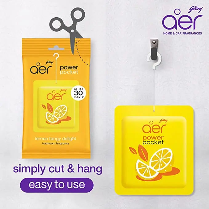 Godrej Aer Power Pocket Hanging Air Freshener – 5 Scents, Up to 30-Day Long-Lasting Fragrance