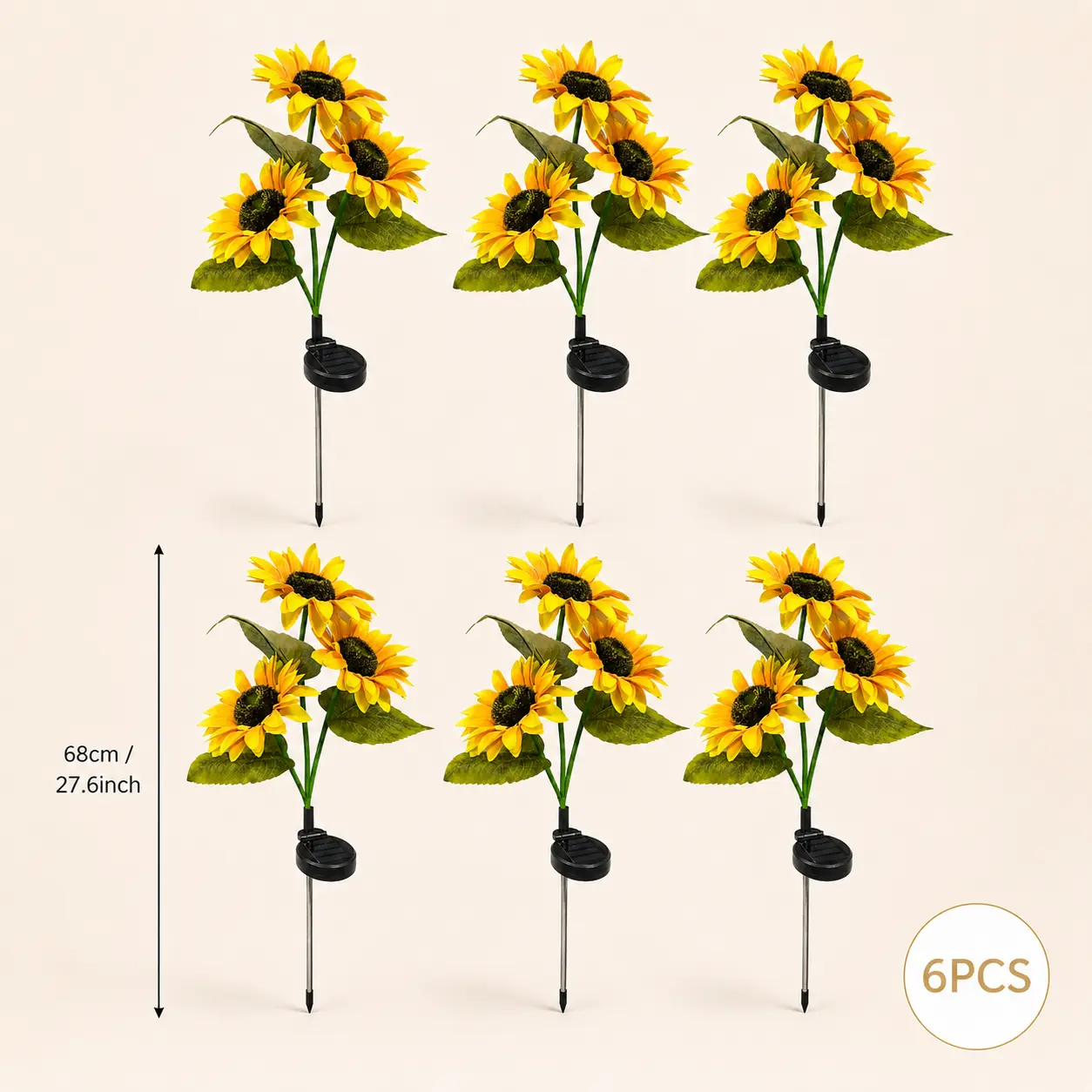 Solar Sunflower Garden Stake Lights | 2026 Upgraded | 2/4/6 Pack | IP65 Waterproof | Realistic Outdoor Decor