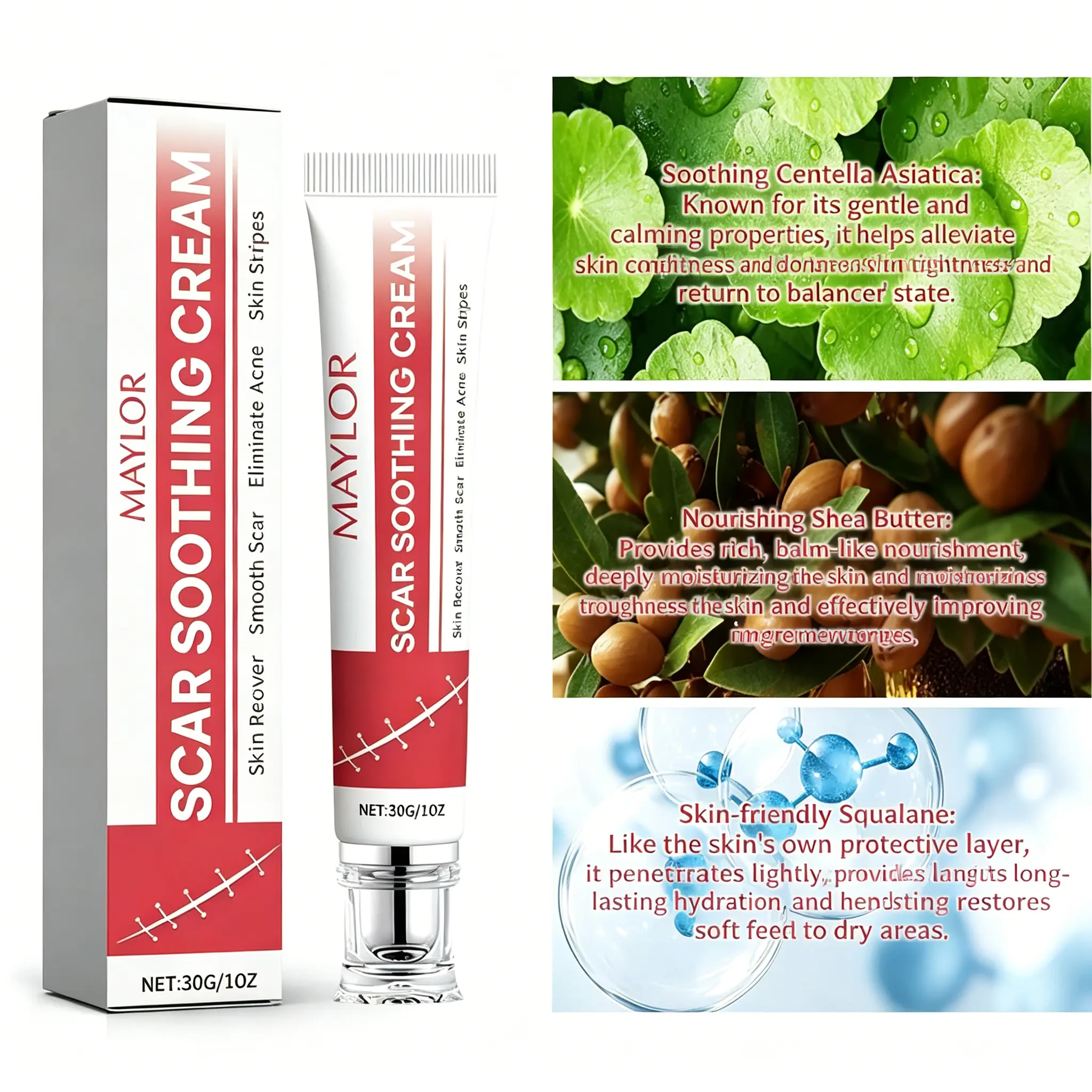Scar Repair Cream 30g | Centella Asiatica & Shea Butter | Fades Post-Surgery, Keloid, Acne & Burn Scars