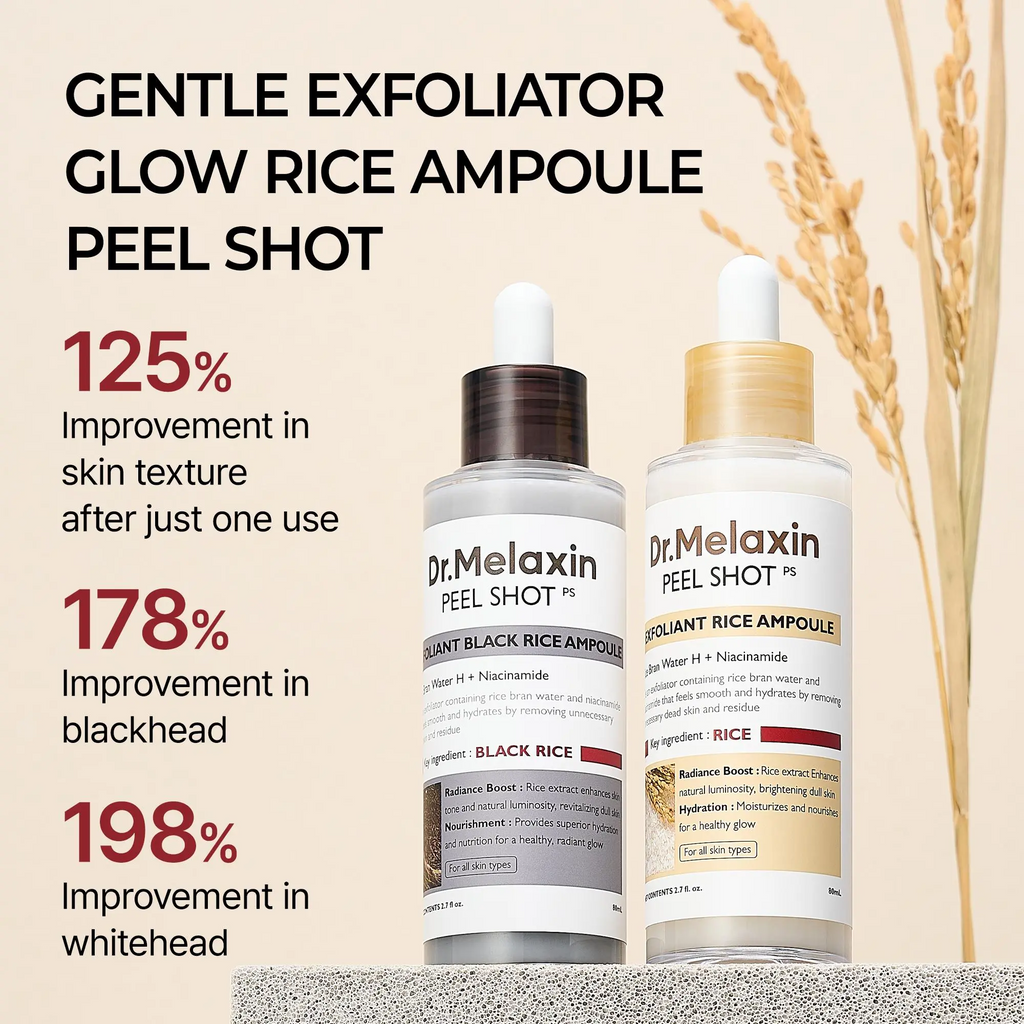 Glow Rice Ampoule Duo - Gentle Exfoliator for Glowing, Smooth Skin | Blackhead Whitehead Care |