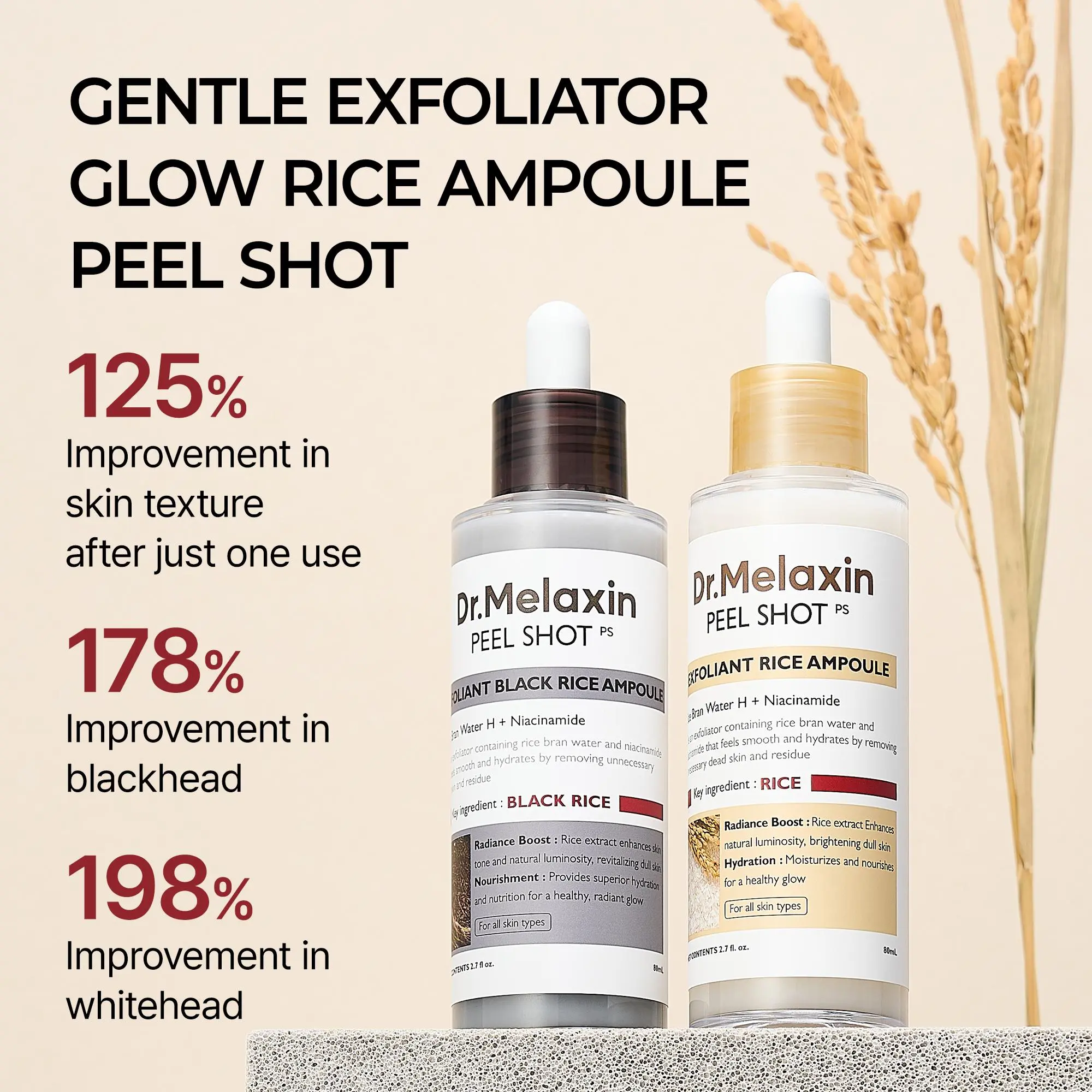 Glow Rice Ampoule Duo - Gentle Exfoliator for Glowing, Smooth Skin | Blackhead Whitehead Care |