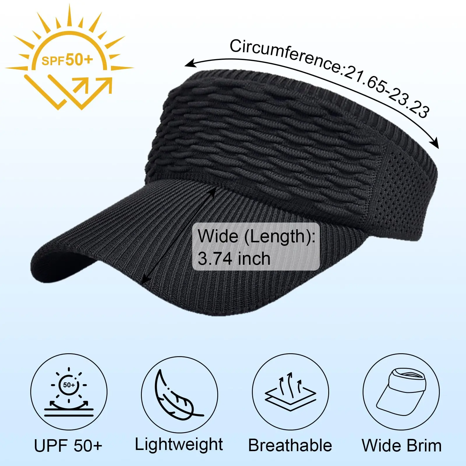 Women's High Ponytail Sun Visor Hat (2-Pack) – UV Protection, Breathable Open-Top Cap for Running, Hiking & Beach