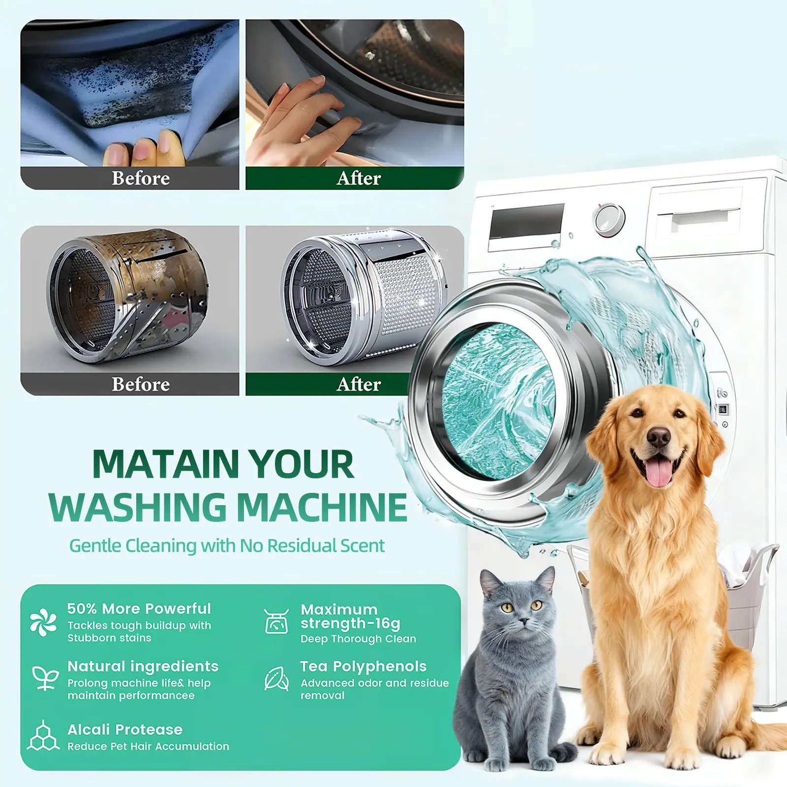 SOPAMI Washing Machine Cleaner Tablets | Eco-Friendly, Pet-Safe Deep Clean