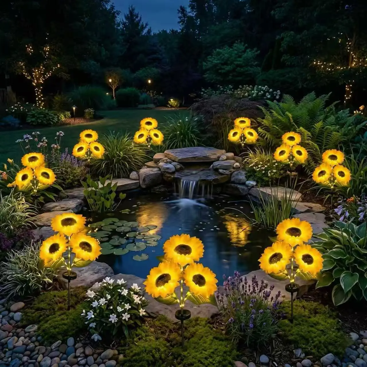 Solar Sunflower Garden Stake Lights | 2026 Upgraded | 2/4/6 Pack | IP65 Waterproof | Realistic Outdoor Decor