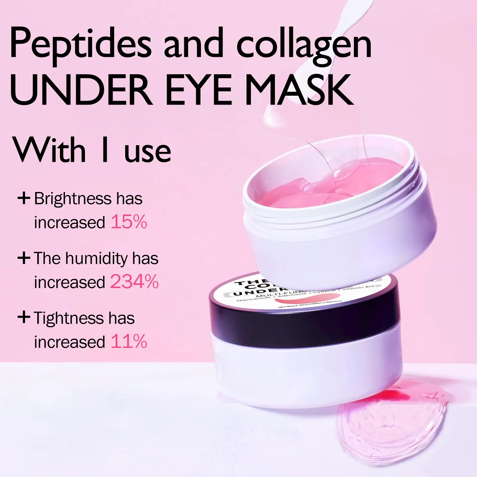 60 Pcs Collagen Hydrating Eye Patches with Niacinamide, Caffeine and Vitamin B12, Deep Hydration