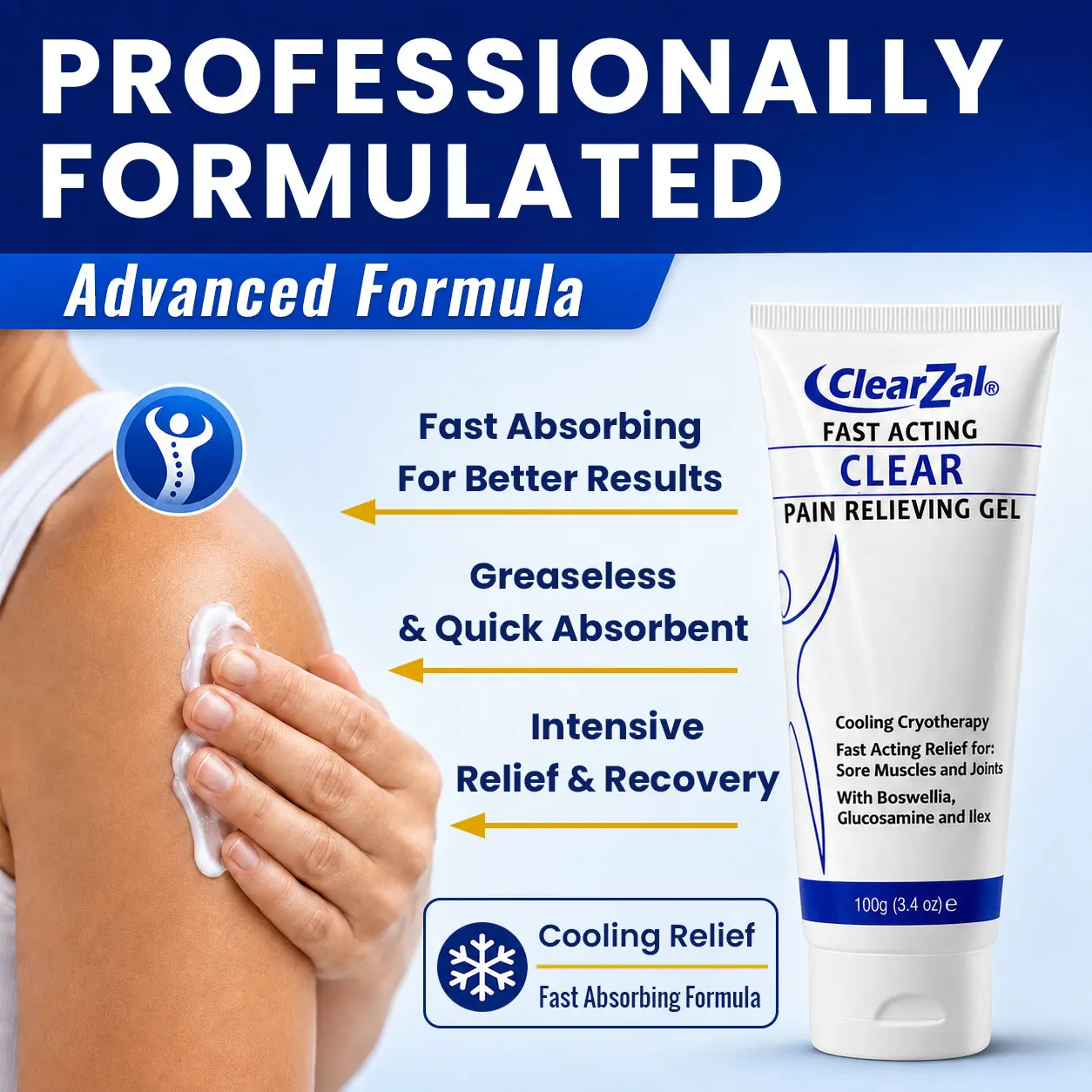 Clearzal Soothing Cooling Gel 100g – Menthol & Frankincense Relief for Muscles, Joints & Fatigue