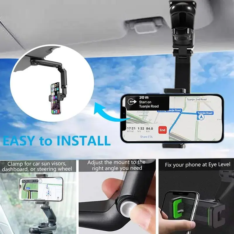 Joytutus Car Phone Mount – 360° Rotatable, Long Adjustable Arm & Anti-Scratch Clamp