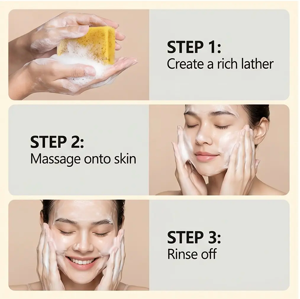 3Pcs Lemon Turmeric Kojic Acid Soap,Acne Remover, Deep Cleansing Facial Bar for Bright Radiant Skin, Free 3Pcs Soap Saver Exfoliating Bags Included kojic soap Moisturizing Cleanser