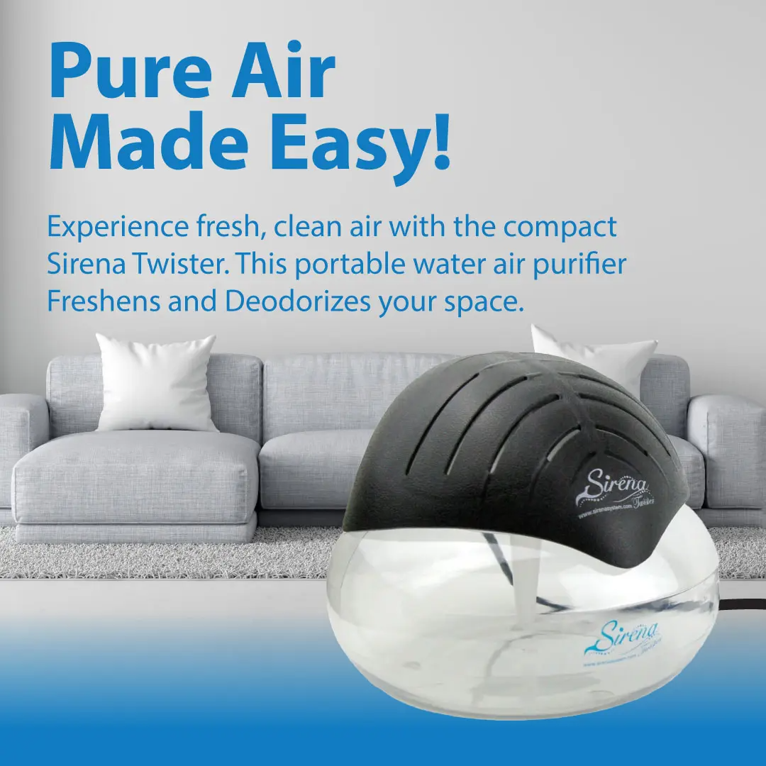 Sirena Twister Air Purifier – Water-Based Air Cleaner with 7-Color LED Night Light & Aromatherapy