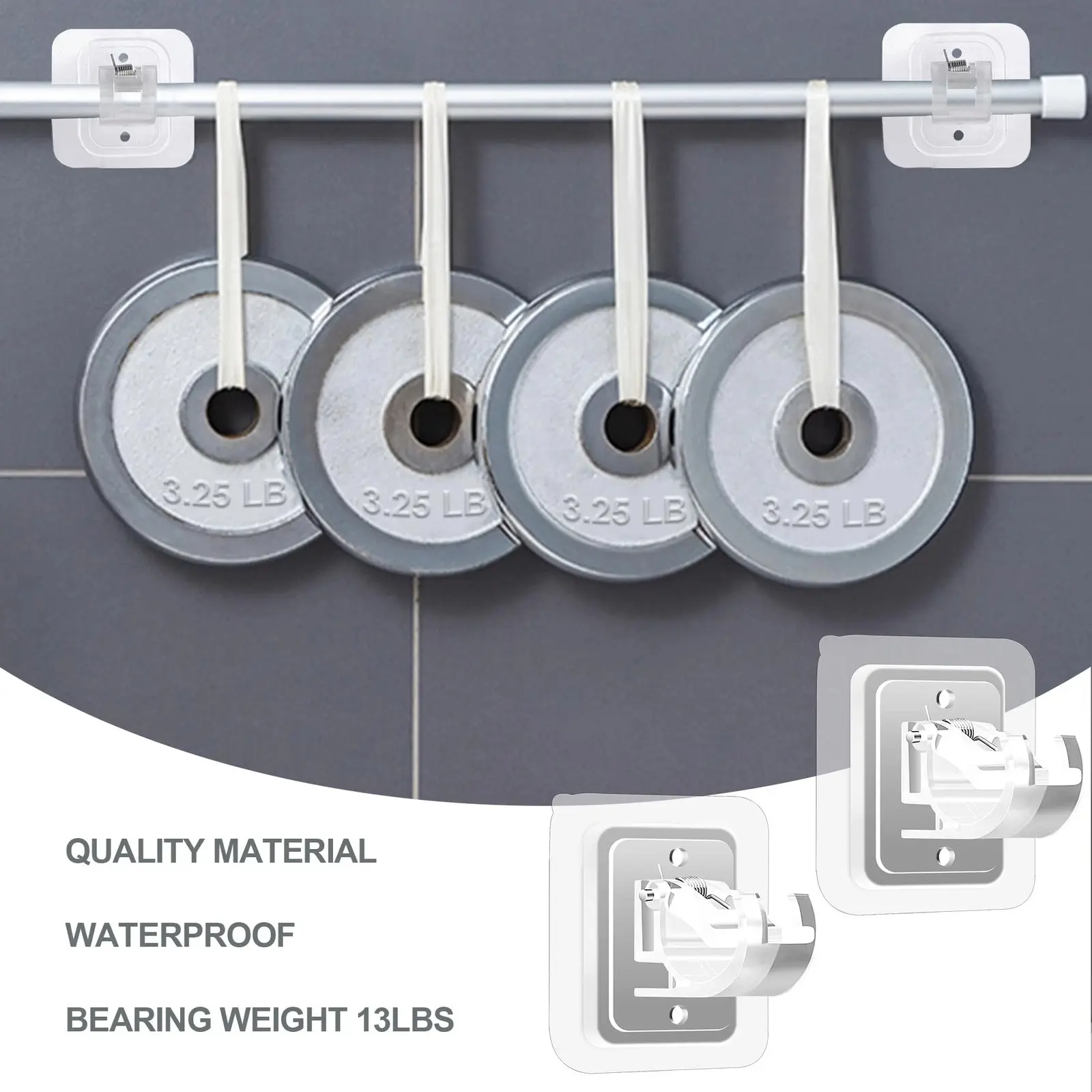 Transparent Curtain Rod Brackets with Screws | No-Damage Wall Mount | Multi-Room Use | 8/12/24/48 Pack