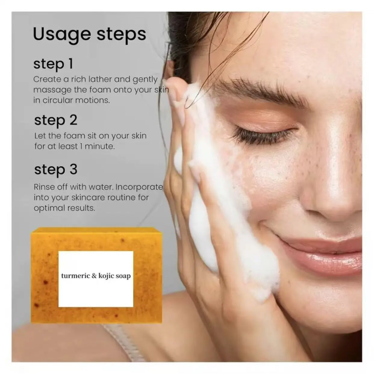 3Pcs Lemon Turmeric Kojic Acid Soap,Acne Remover, Deep Cleansing Facial Bar for Bright Radiant Skin, Free 3Pcs Soap Saver Exfoliating Bags Included kojic soap Moisturizing Cleanser