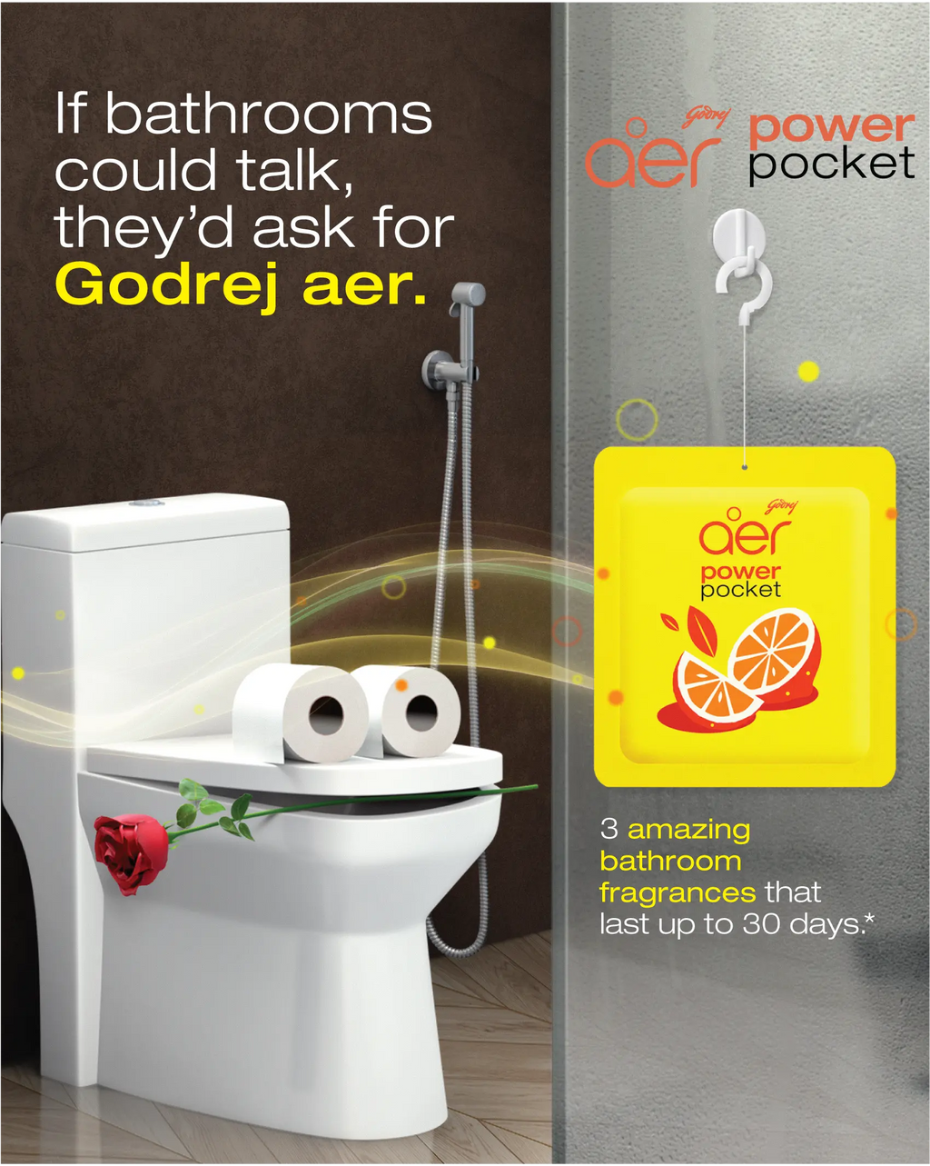 Godrej Aer Power Pocket Hanging Air Freshener – 5 Scents, Up to 30-Day Long-Lasting Fragrance