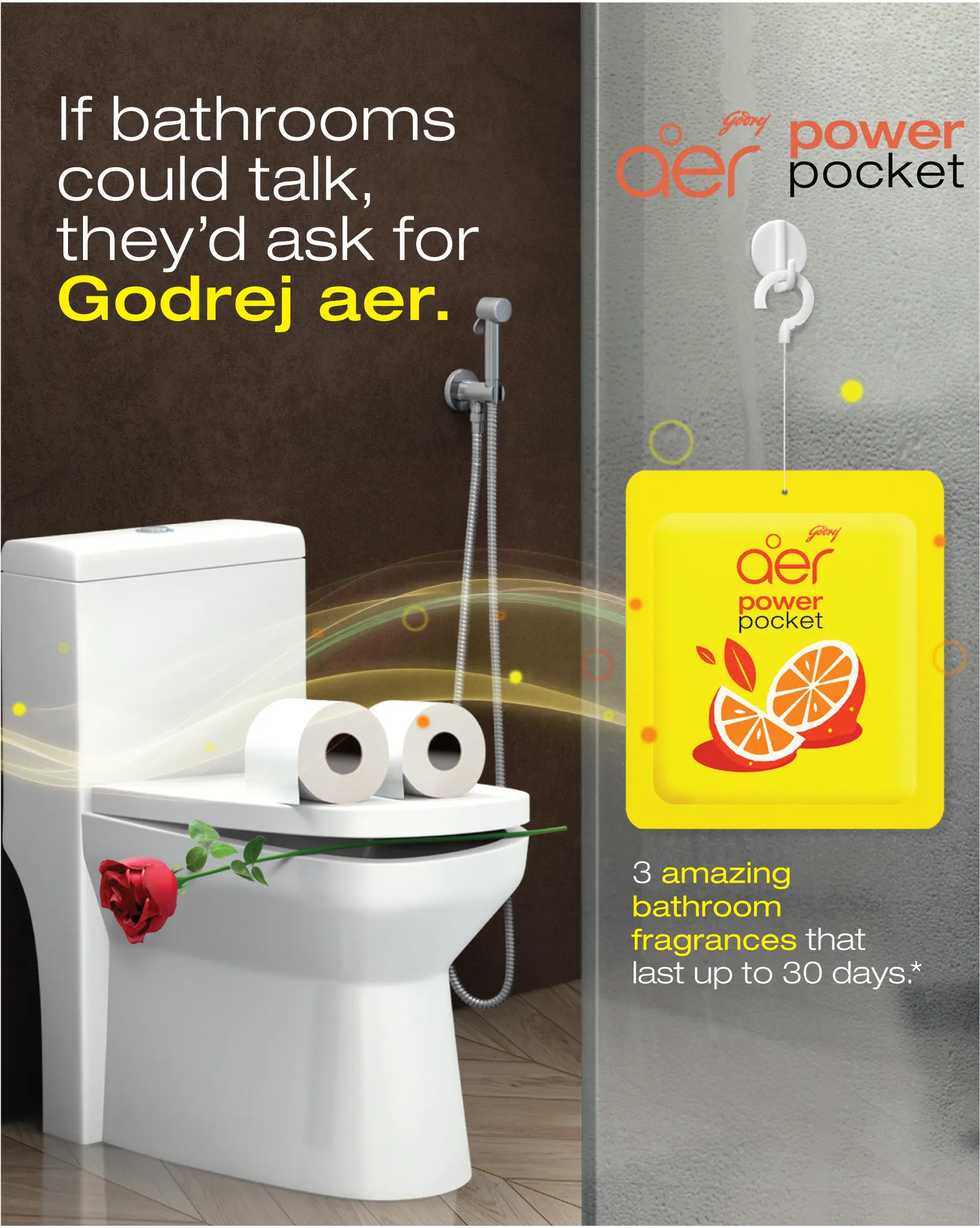 Godrej Aer Power Pocket Hanging Air Freshener – 5 Scents, Up to 30-Day Long-Lasting Fragrance