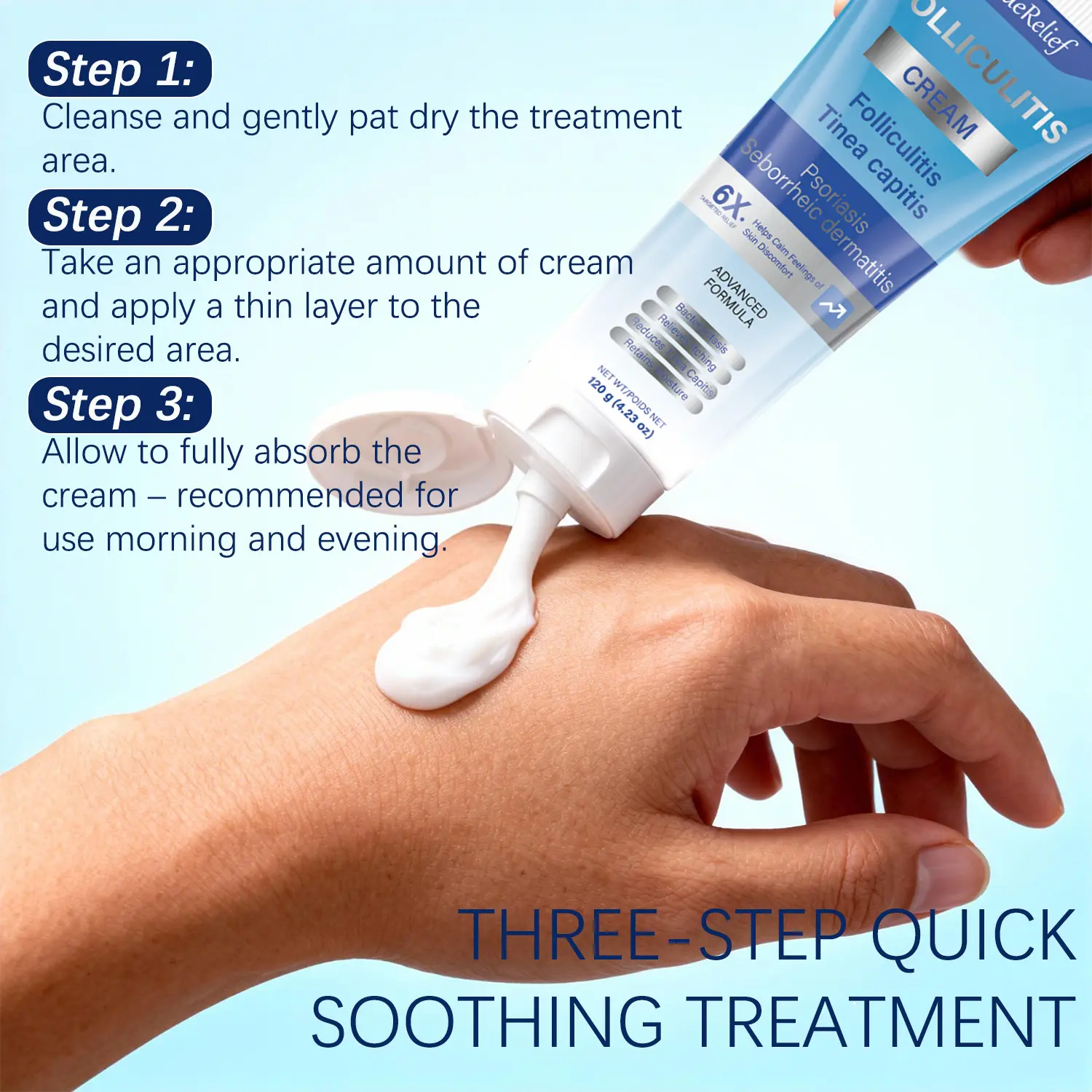 TrueRelief Folliculitis Care Cream 120g – Botanical Soothing Moisturizer for Bumps, Rough Skin & Irritation on Face, Scalp & Body