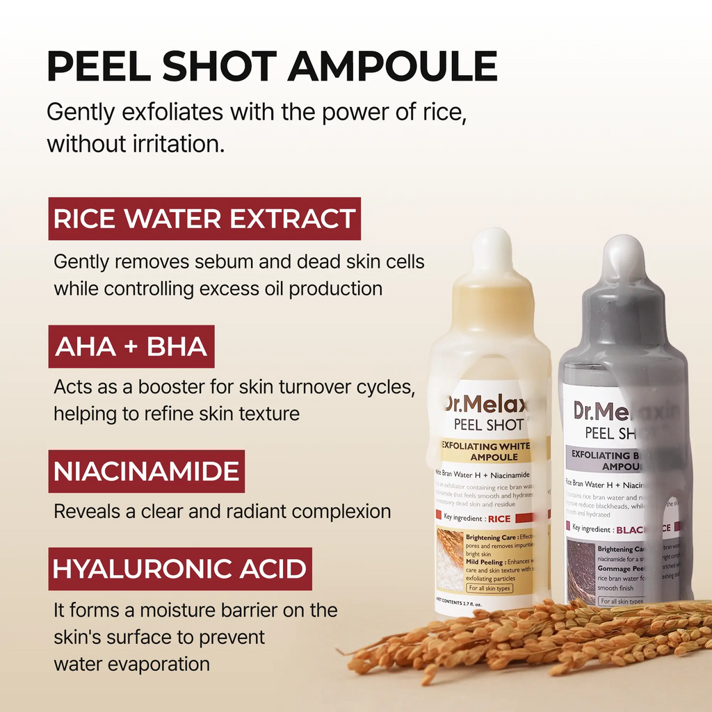 Glow Rice Ampoule Duo - Gentle Exfoliator for Glowing, Smooth Skin | Blackhead Whitehead Care |