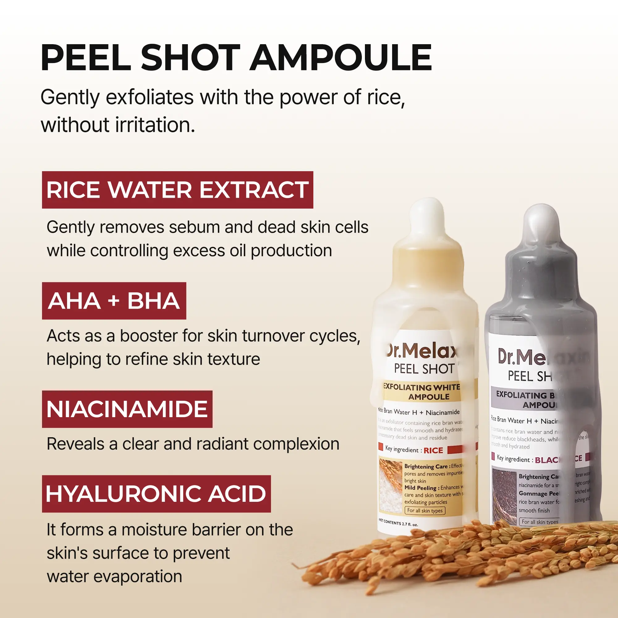 Glow Rice Ampoule Duo - Gentle Exfoliator for Glowing, Smooth Skin | Blackhead Whitehead Care |