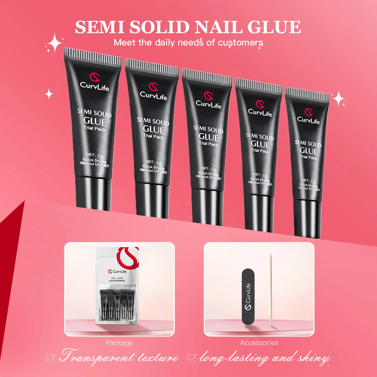 10g Nail Glue & Remover Kit – Fast-Drying Press-On Adhesive Gel
