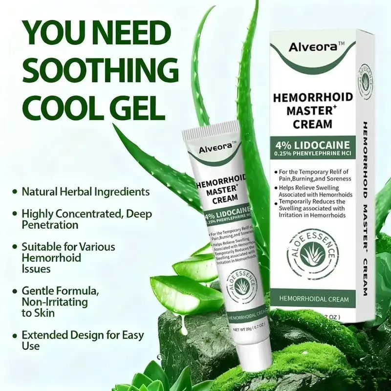 Alveora 3 Hemorrhoid Gel – Cooling Relief for Pain, Itch & Inflammation with Carthamus Seed & Scutellaria Extract
