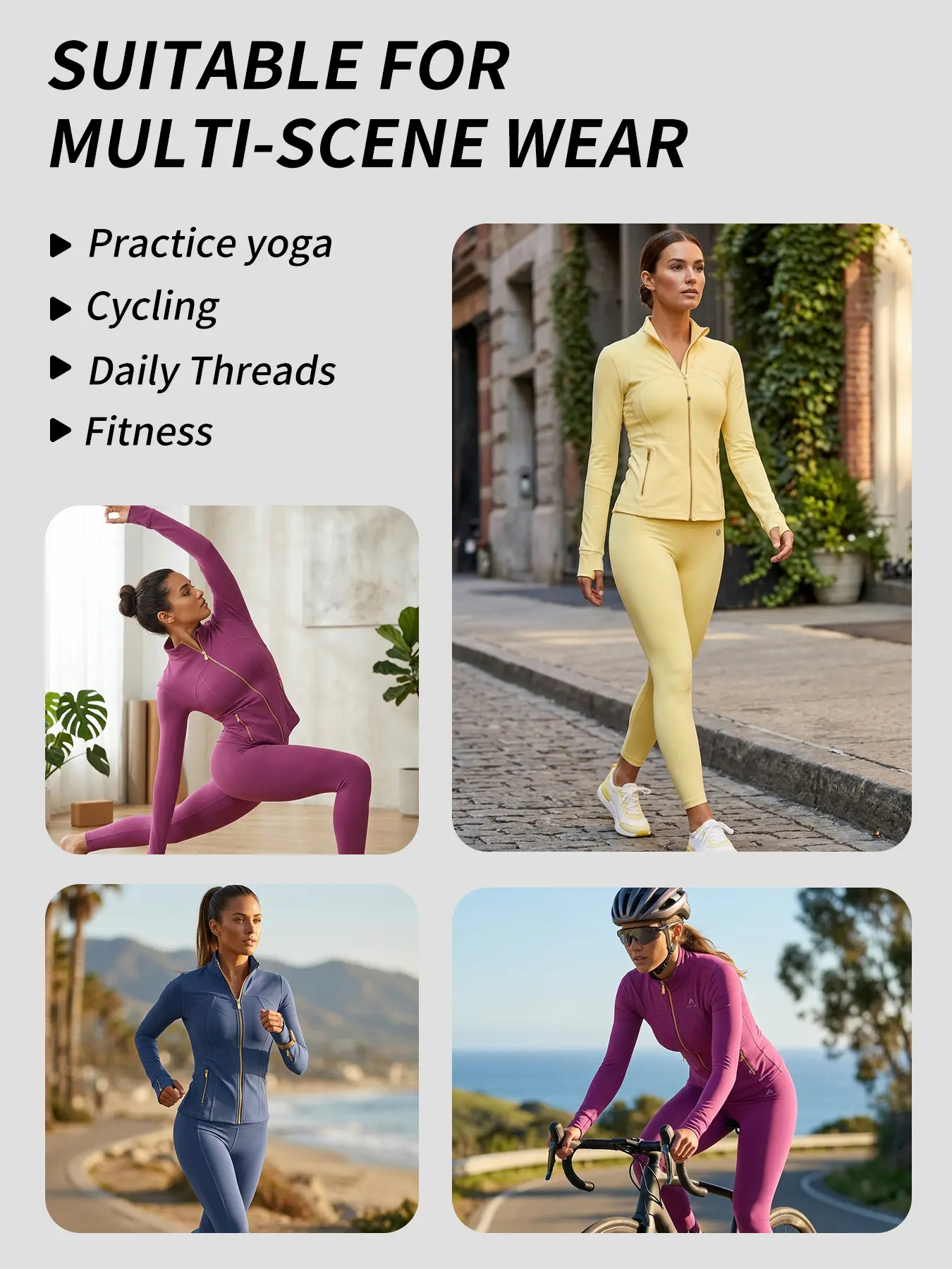 Women's Activewear Set – Jacket, Leggings & Flare Pants