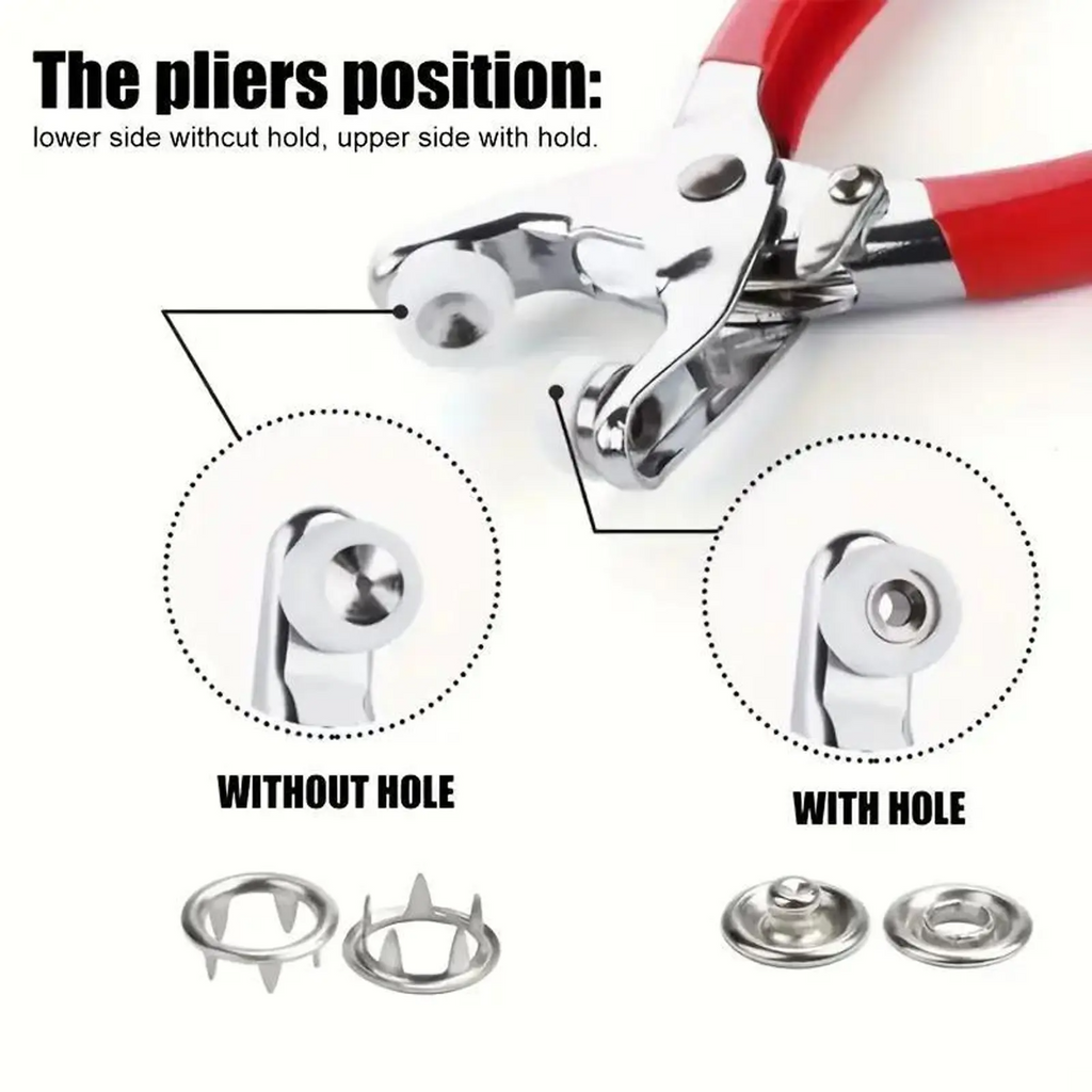 100Pcs Metal Snap Button Kit with Pliers | Stainless Steel Press Studs | DIY Sewing & Garment Repair