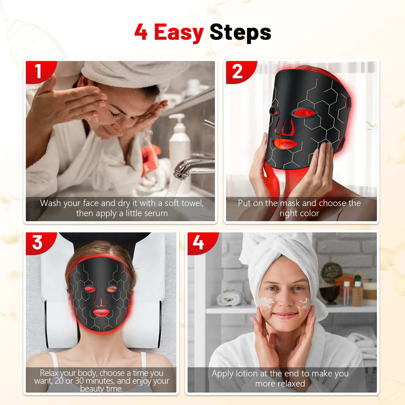 1 Red Light Therapy Mask for Face 8 Modes LED Face Mask Light Therapy with 288 LEDs 630nm & 850nm Infrared Light Therapy Mask at Home Portable with Timer & 2600mAh Remote Control for Anti-Aging